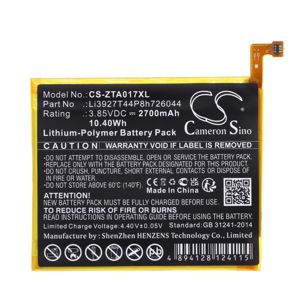 Compatible battery replacement for ZTE LI3927T44P8H726044