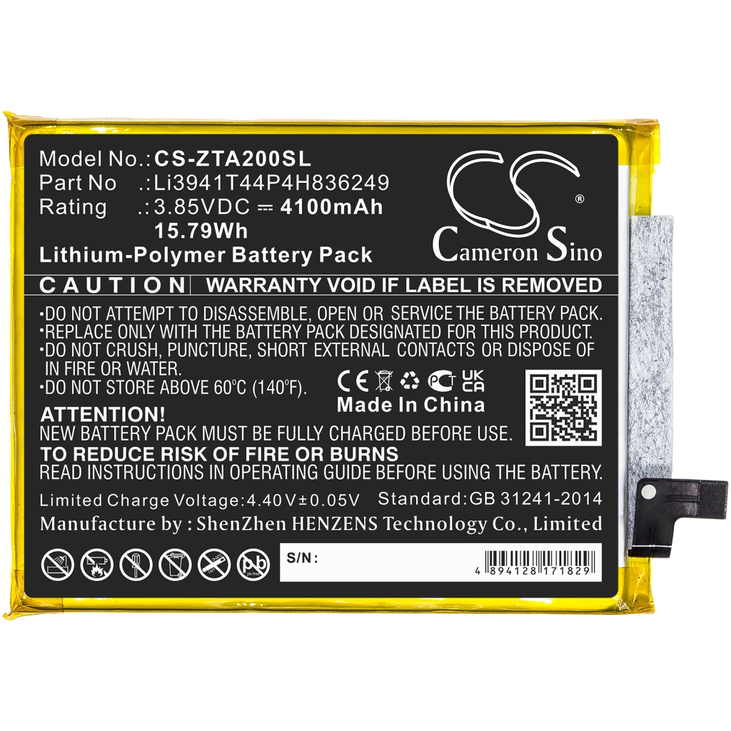 Compatible battery replacement for ZTE LI3941T44P4H836249