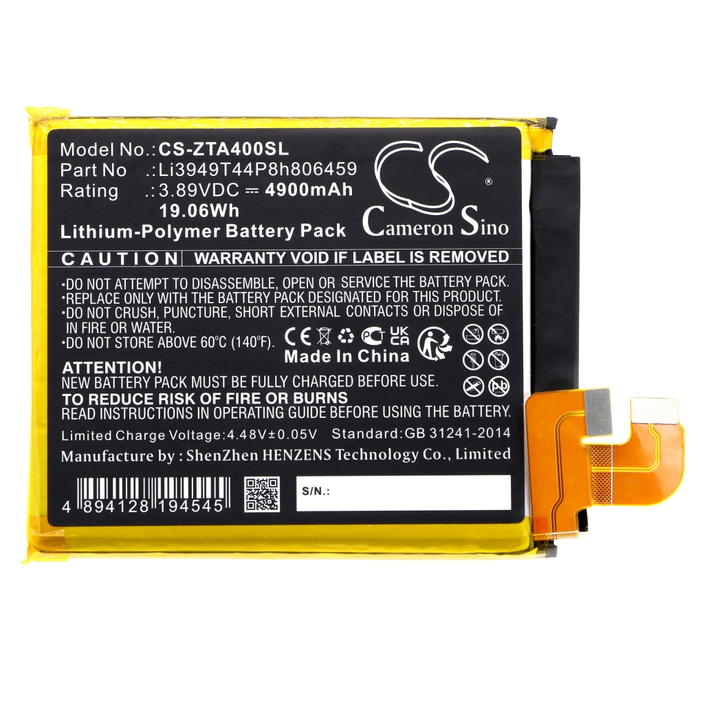 Compatible battery replacement for ZTE LI3949T44P8H806459