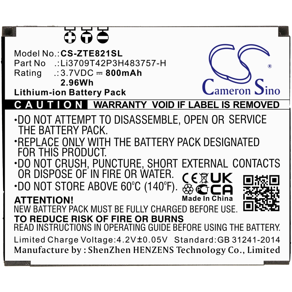 Batterie de téléphone portable ZTE CS-ZTE821SL