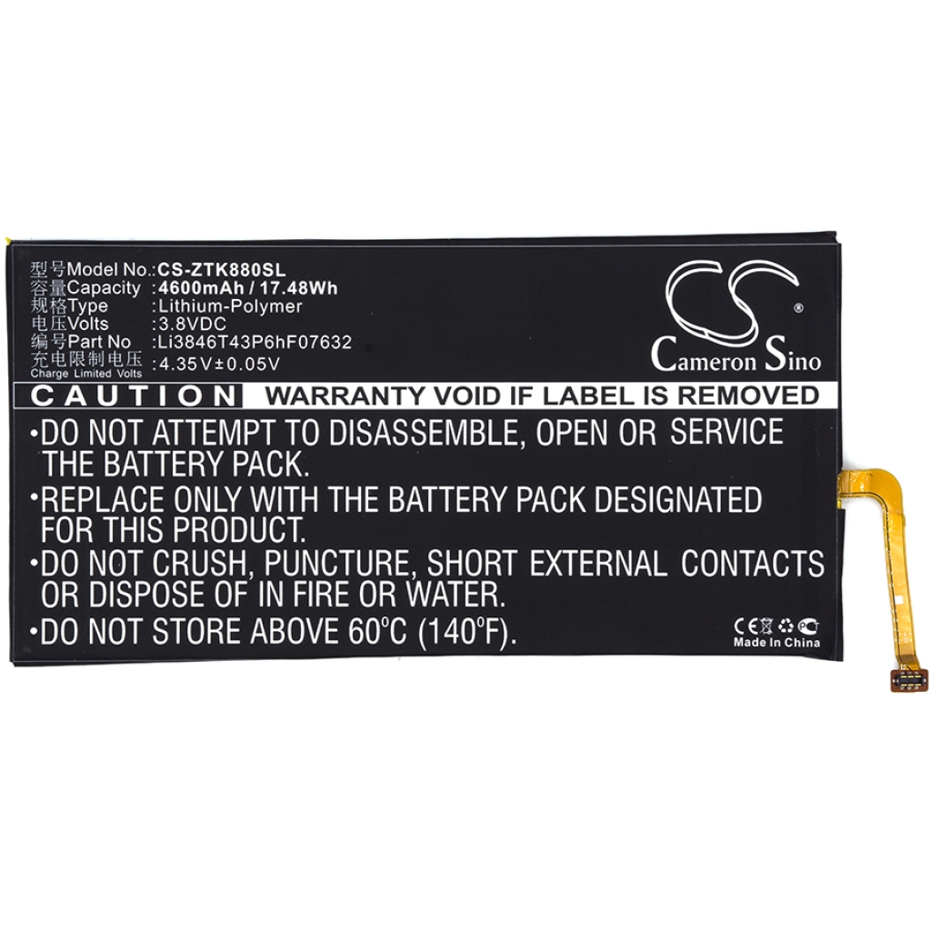 Compatible battery replacement for ZTE LI3846T43P6HF07632