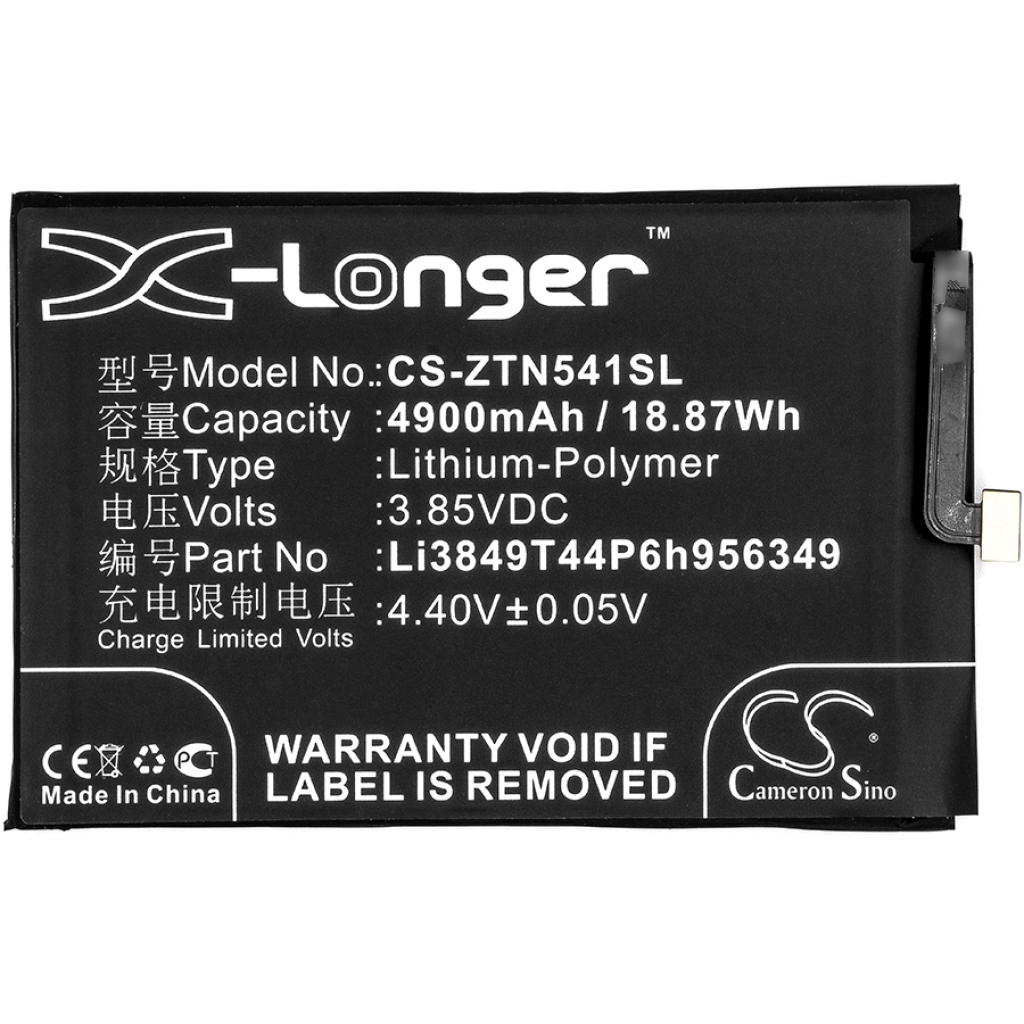 Compatible battery replacement for Nubia LI3849T44P6H956349