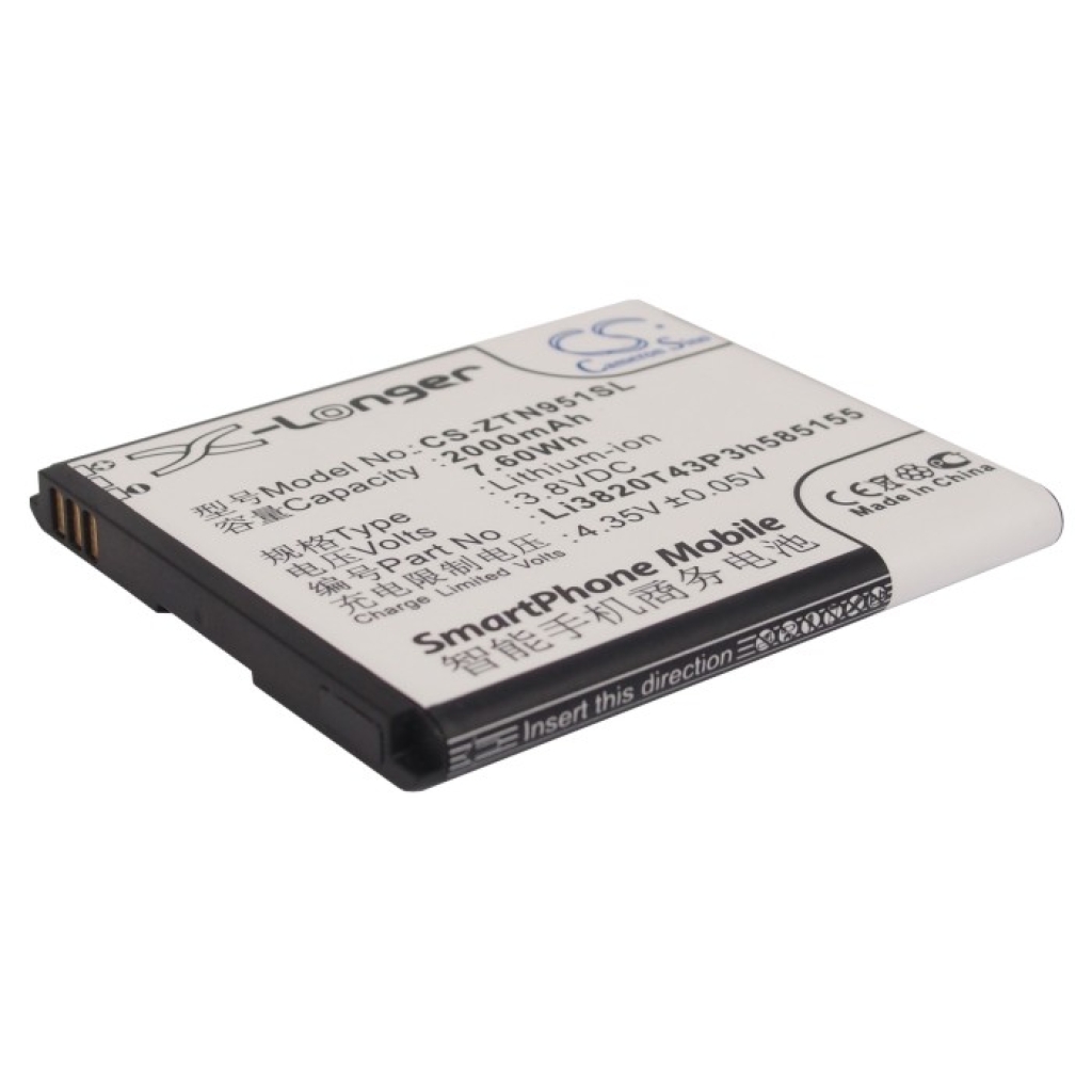 Remplacement de batterie compatible pour ZTE LI3820T43P3H585155