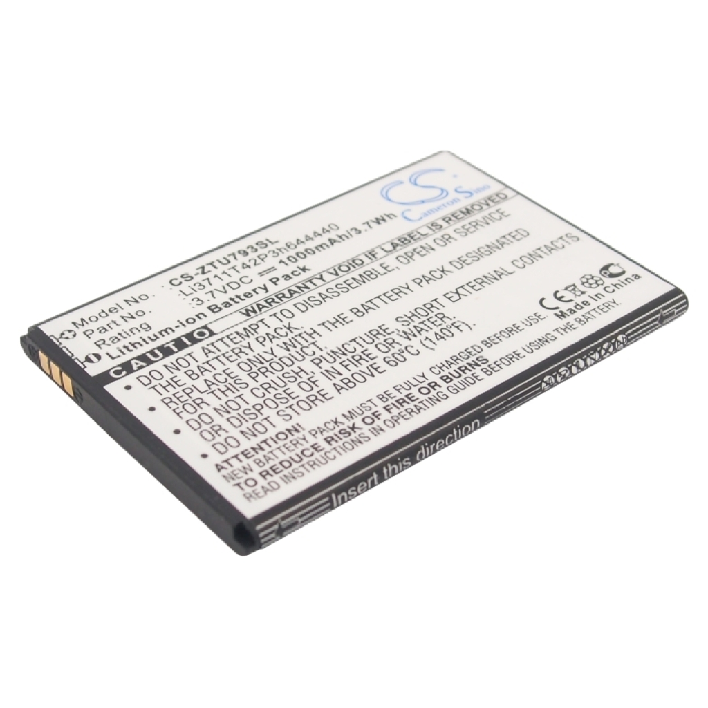 Compatible battery replacement for ZTE LI3711T42P3H644440