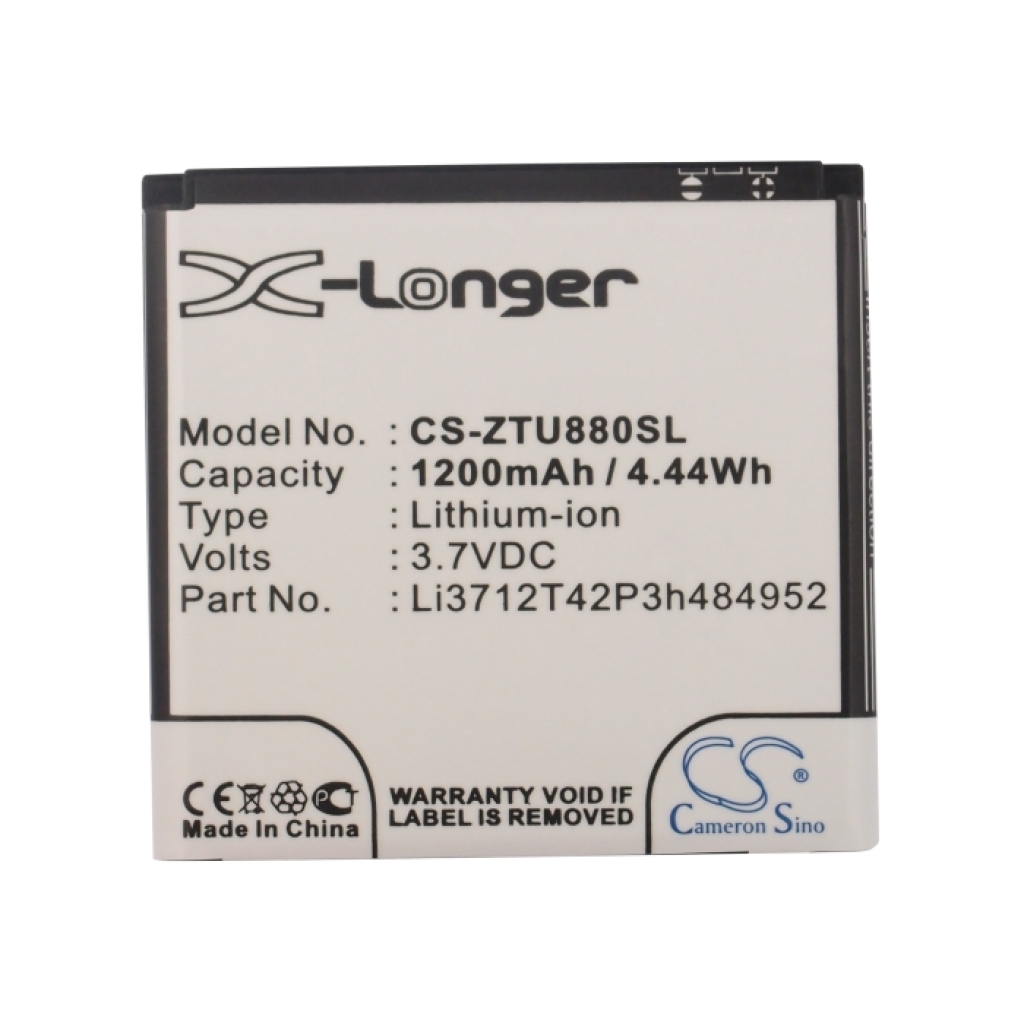 Compatible battery replacement for ZTE LI3712T42P3H484952