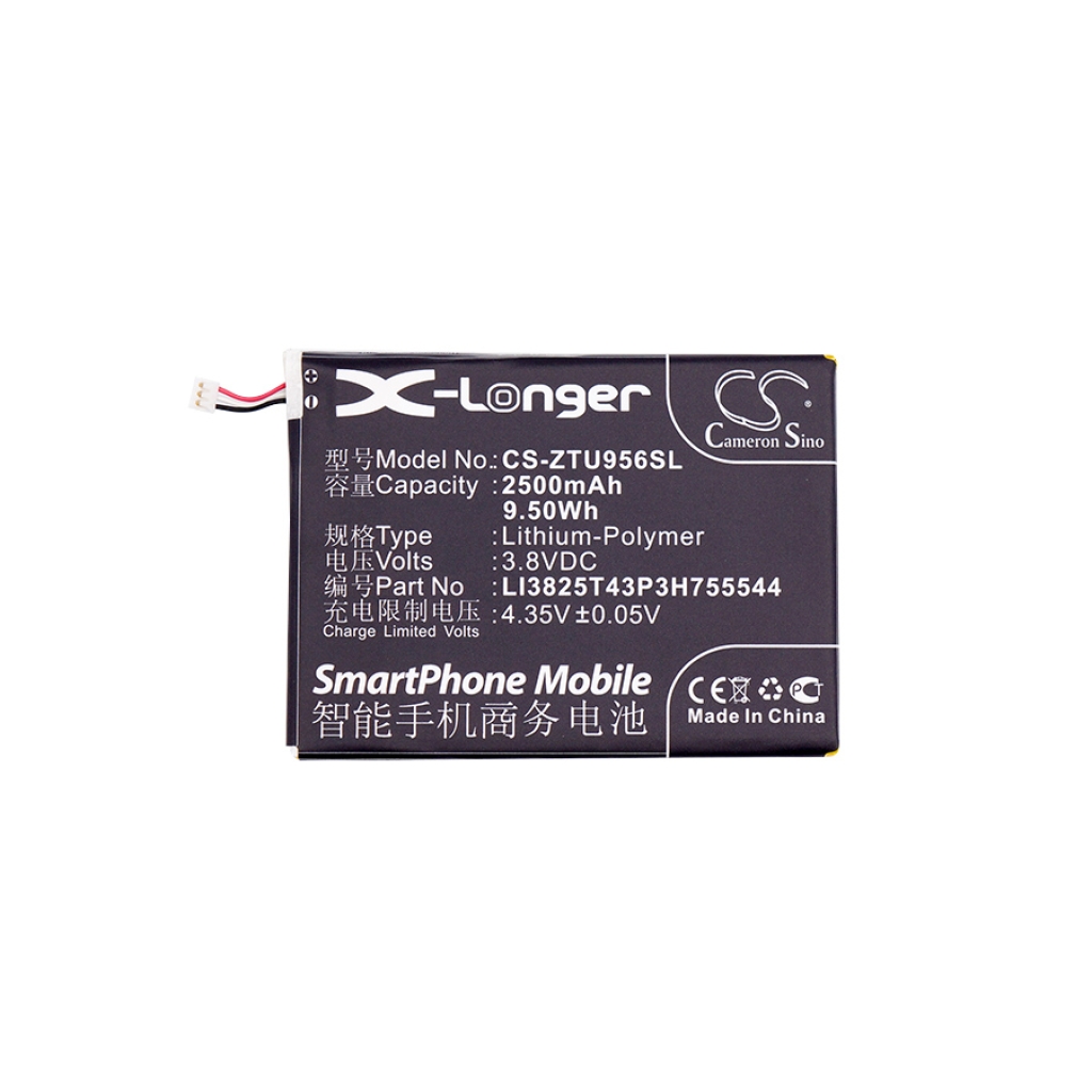 Compatible battery replacement for ZTE LI3825T43P3H755544