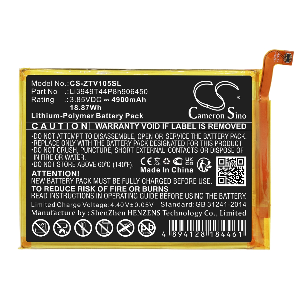 Compatible battery replacement for ZTE LI3949T44P8H906450