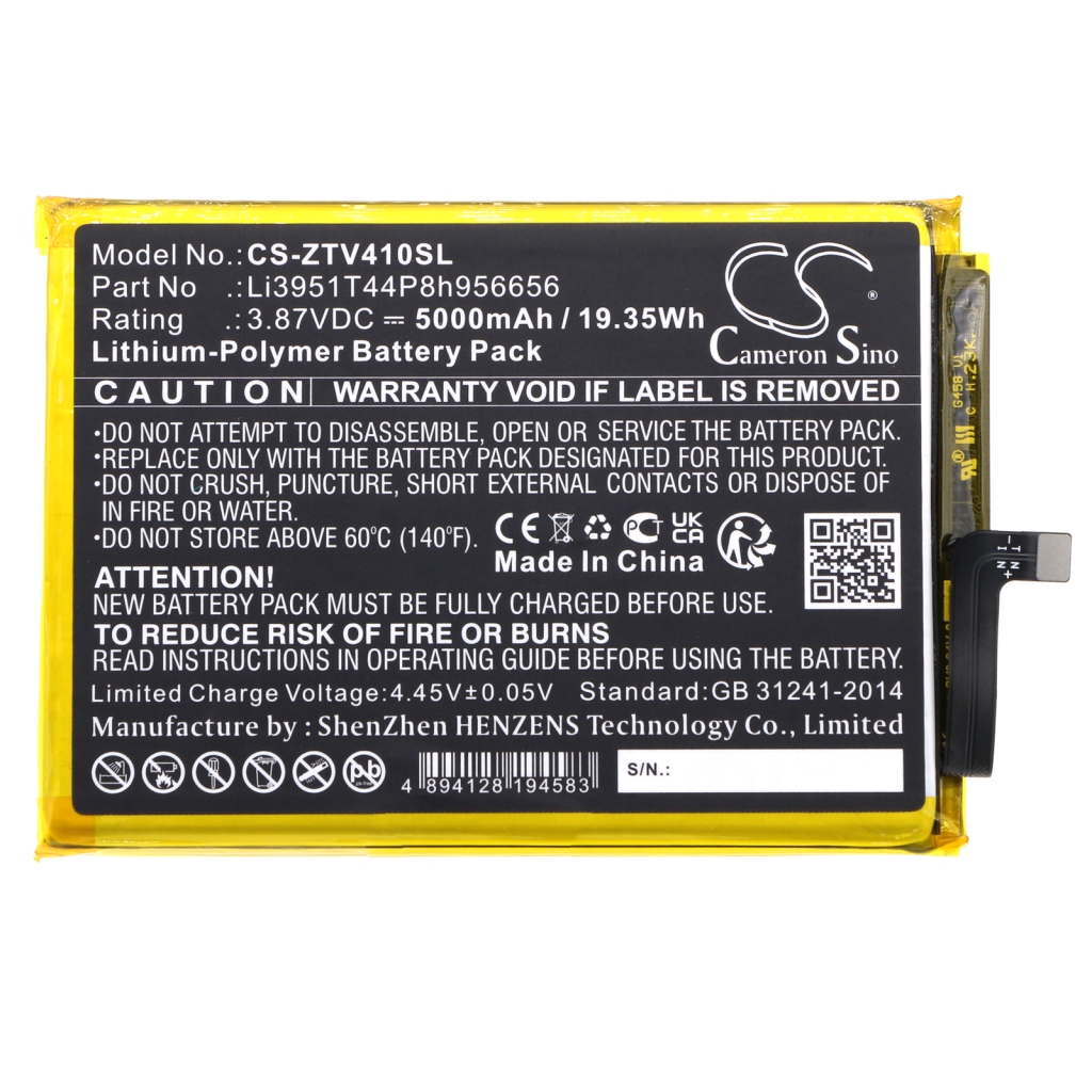 Compatible battery replacement for ZTE LI3951T44P8H956656