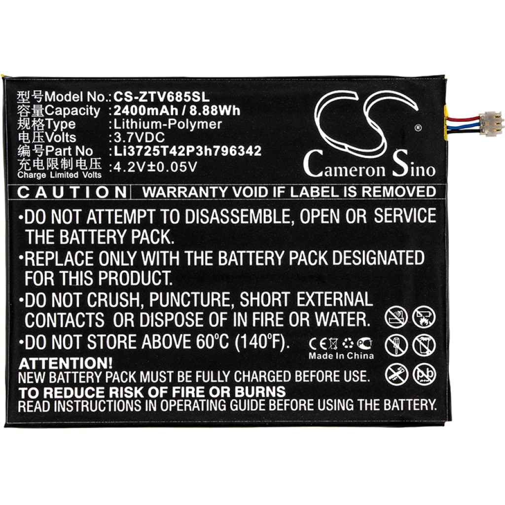 Compatible battery replacement for ZTE LI3725T42P3H796342