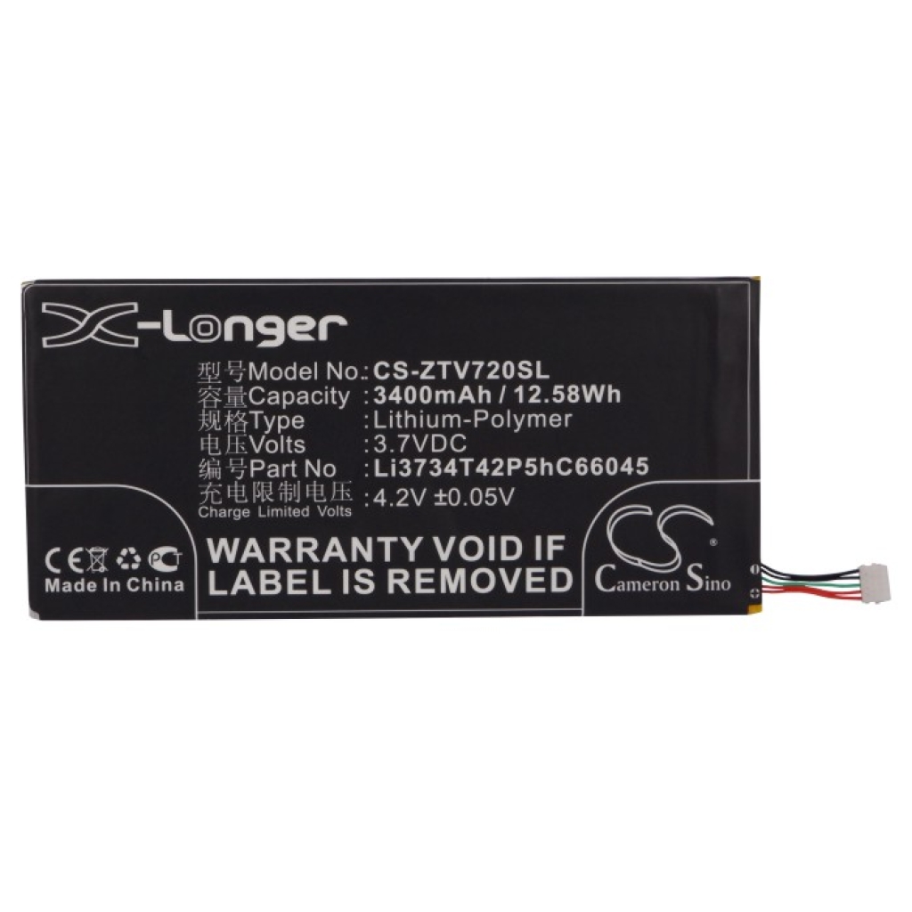 Compatible battery replacement for ZTE LI3734T42P5HC66045