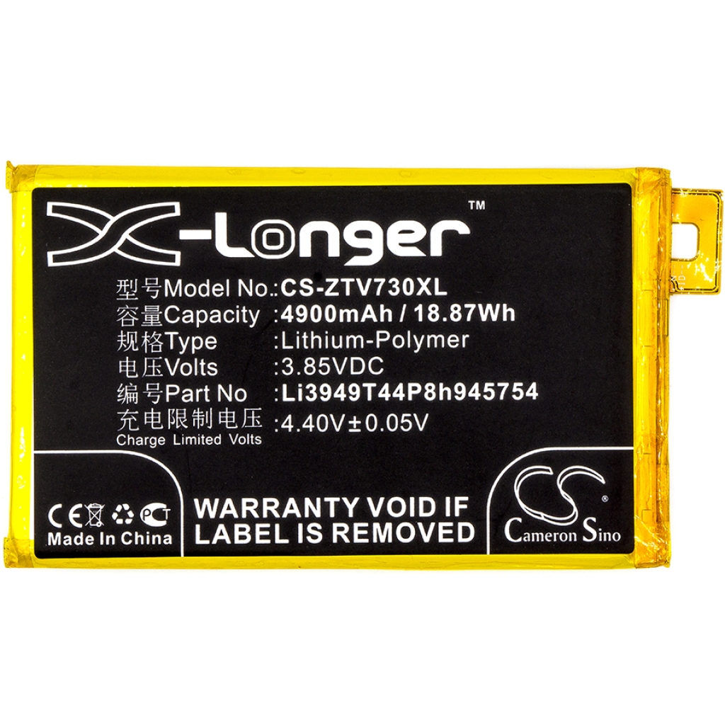 Remplacement de batterie compatible pour ZTE LI3949T44P8H945754