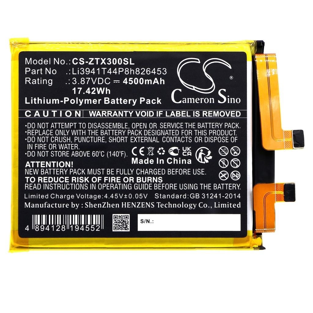 Compatible battery replacement for ZTE LI3941T44P8H826453